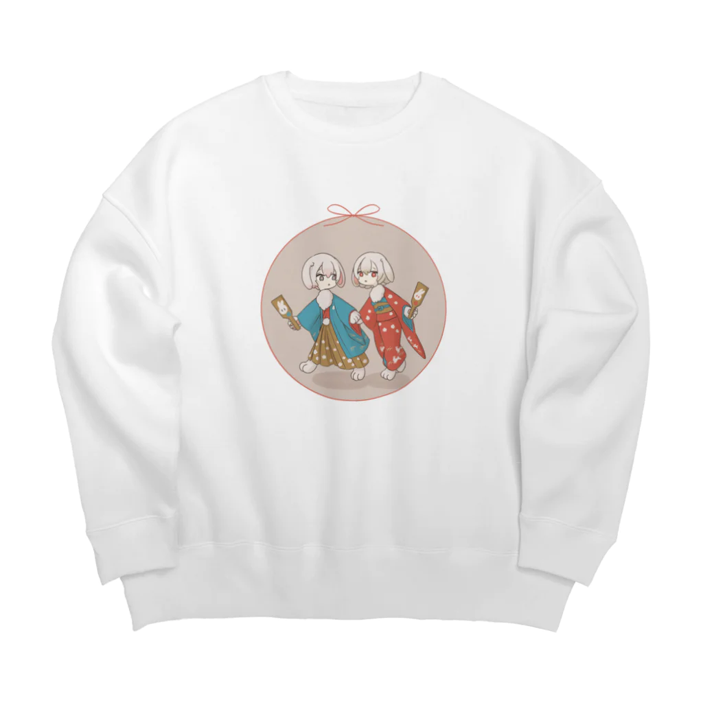 一兎風タウの ー迎春ー双子のうさぎちゃん Big Crew Neck Sweatshirt