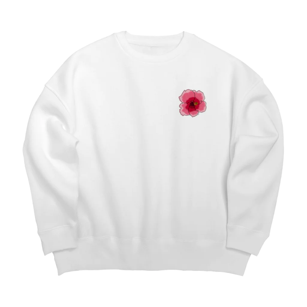 rukappleのピンクハイビスカス　Pink Hibiscus Big Crew Neck Sweatshirt