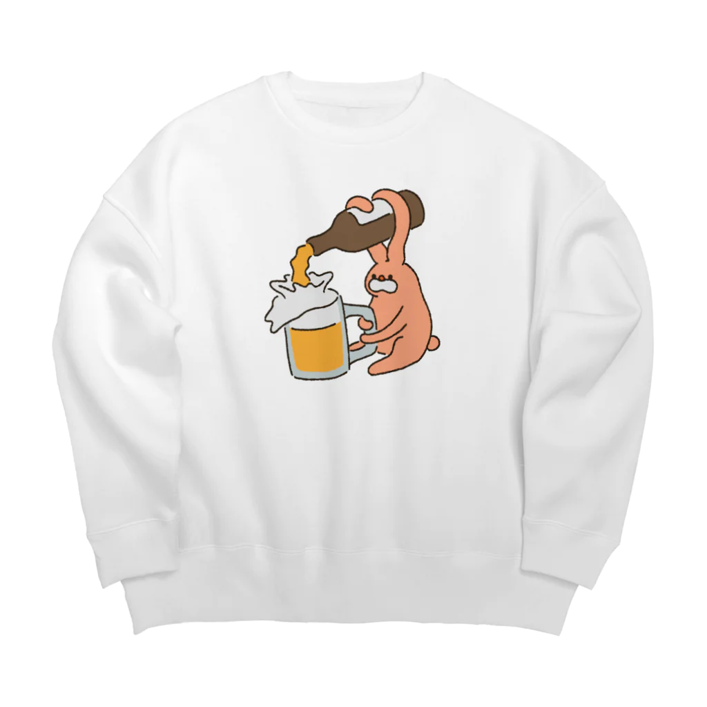 働きたくないの手酌うさぎ Big Crew Neck Sweatshirt