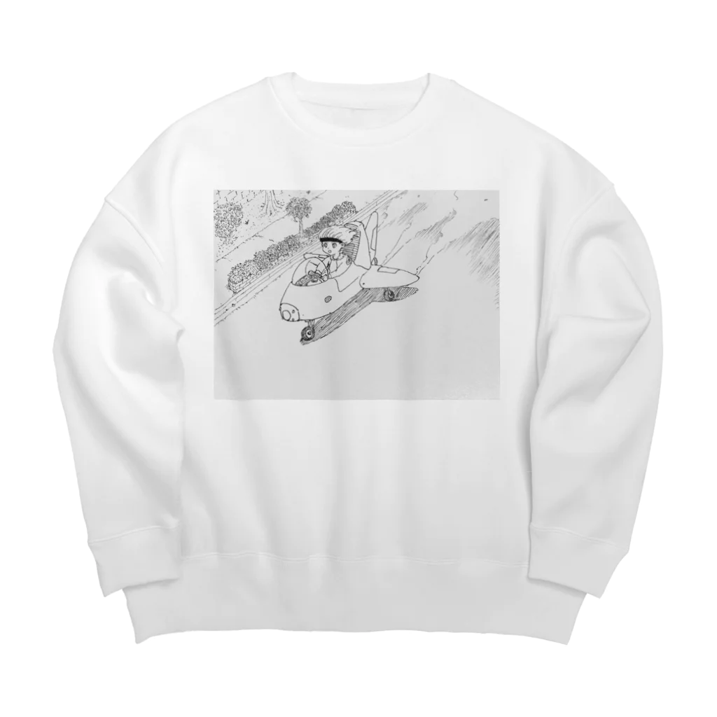 ★ 藤崎幾何 ★ illustrationの滑走 飛行機 Big Crew Neck Sweatshirt