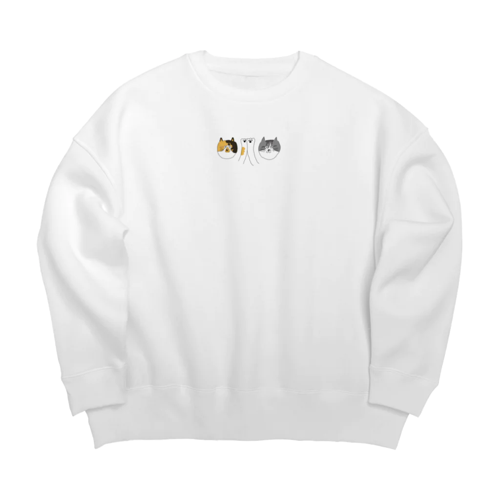 お髭ちゃんのおみせ。のハイタッチにゃんず Big Crew Neck Sweatshirt