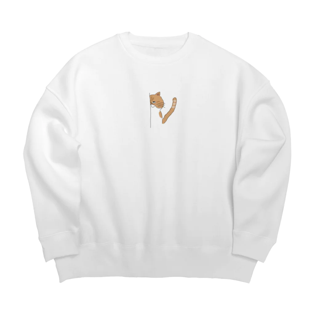 お髭ちゃんのおみせ。のじろり猫ちゃん Big Crew Neck Sweatshirt