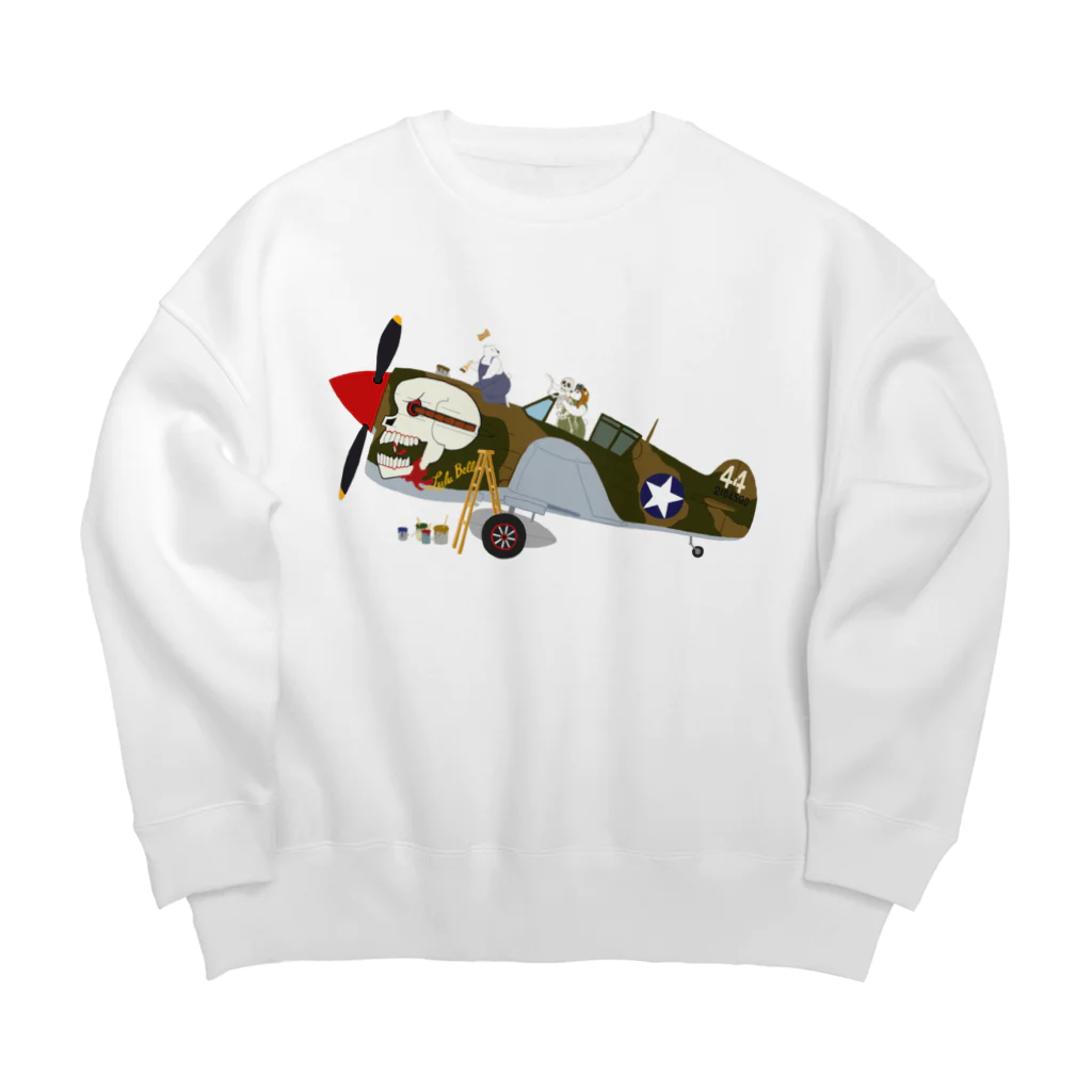 SKULL-2のノーズアートを描くすろくま。戦闘機P-40、SKULL Big Crew Neck Sweatshirt