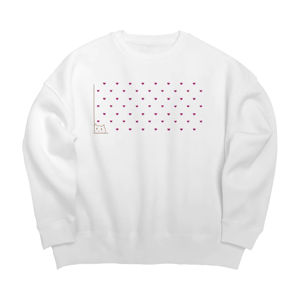 CHOSANAのチラ猫ドットハート Big Crew Neck Sweatshirt