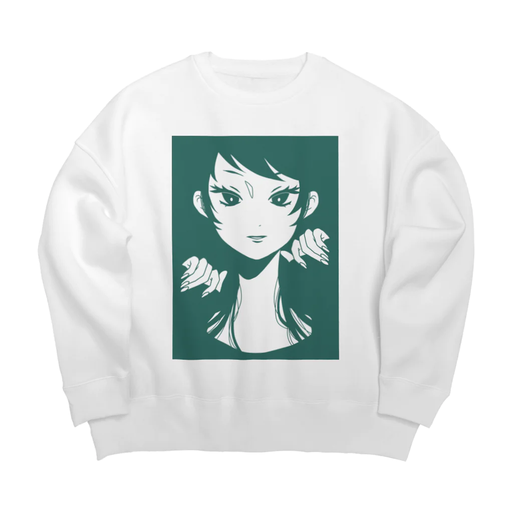 ねむ吉屋のつり目の女の子 Big Crew Neck Sweatshirt