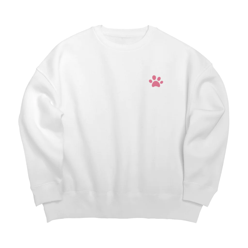 ねこといっしょに🐈猫グッズ専門店🐾のピンクの肉球 Big Crew Neck Sweatshirt