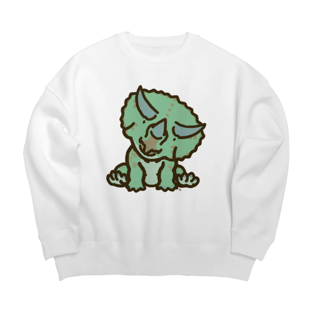 segasworksのトリケラちゃん（お座り）首傾げ Big Crew Neck Sweatshirt