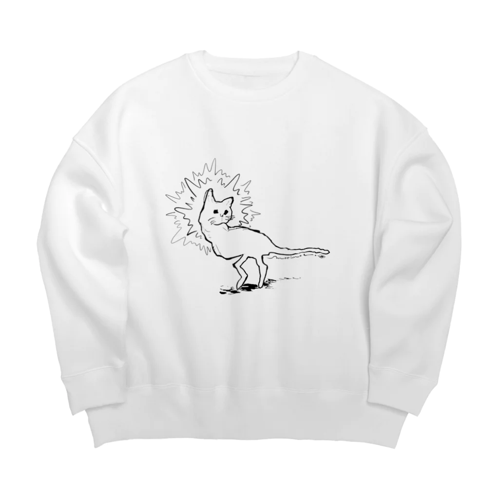 家の中の蛙 SUZURI店／森本のねこかな(黒線) Big Crew Neck Sweatshirt