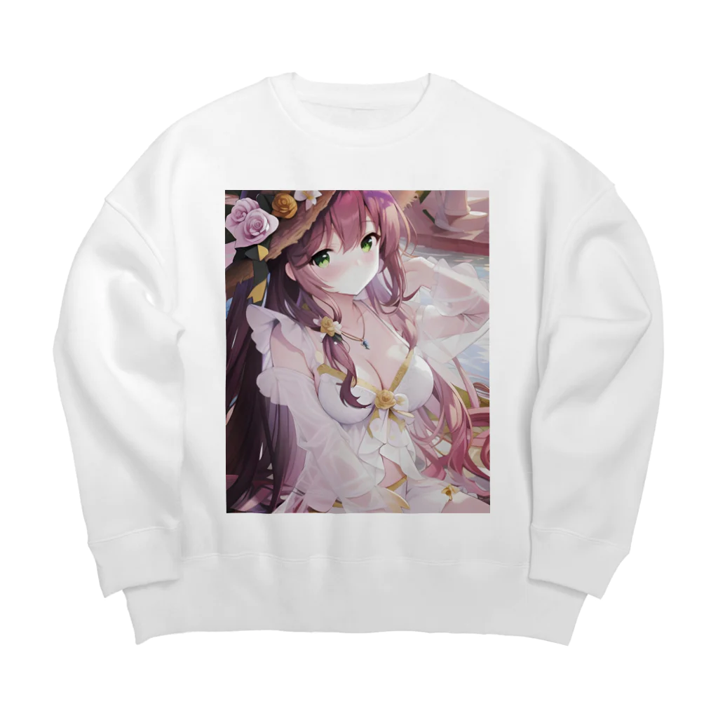 あゆはの華の妖精のかわいい女の子 Big Crew Neck Sweatshirt