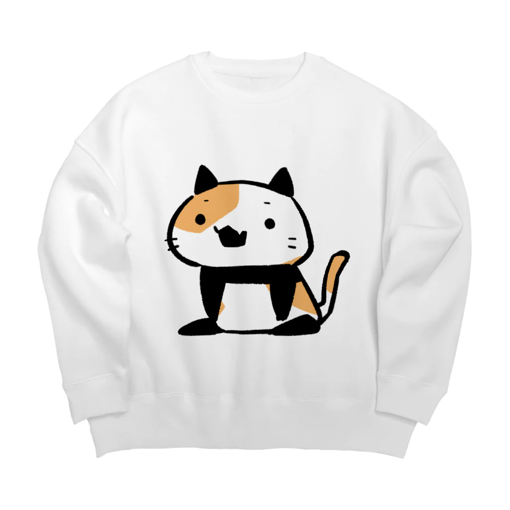 うさやのパンダ風味の三毛猫 Big Crew Neck Sweatshirt