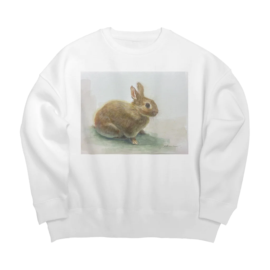 たかはしの絵のもののうさぎのうめちゃん Big Crew Neck Sweatshirt