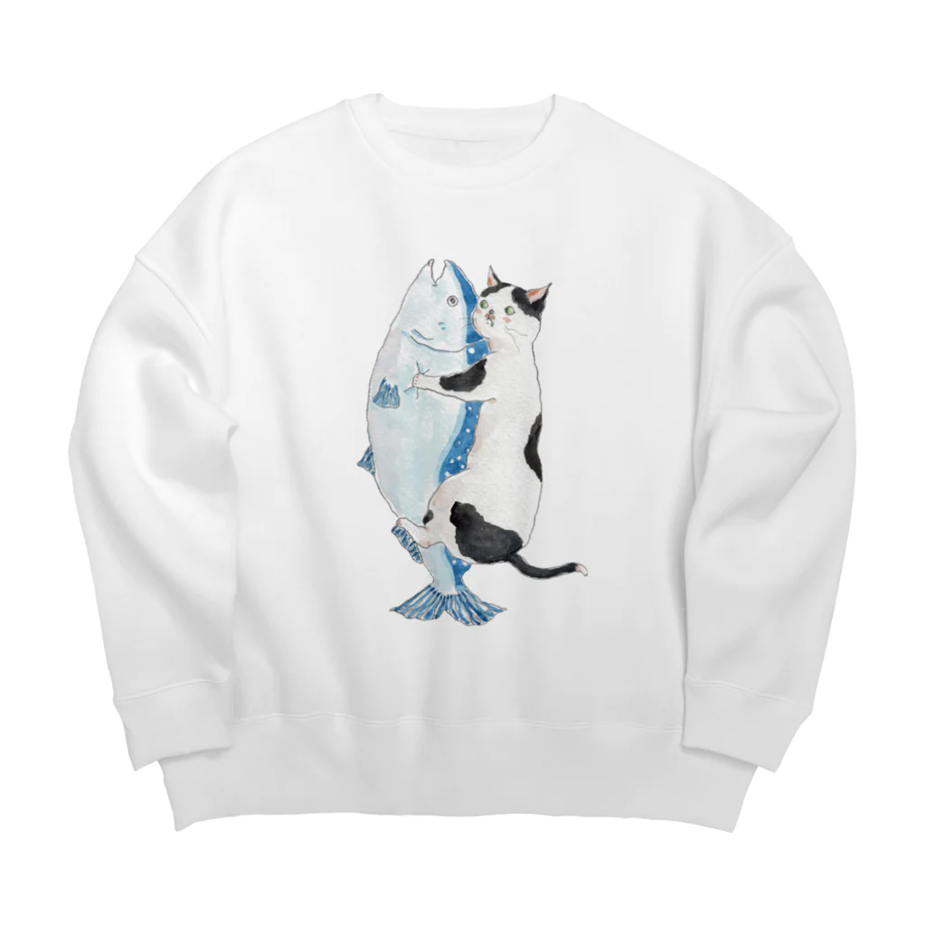 トコロコムギの秋鮭にゃんこ Big Crew Neck Sweatshirt