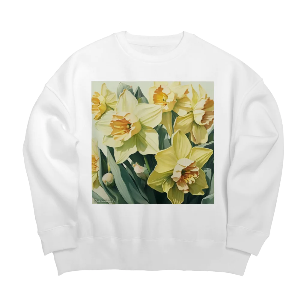 botanicalartAIの黄色のスイセン Big Crew Neck Sweatshirt