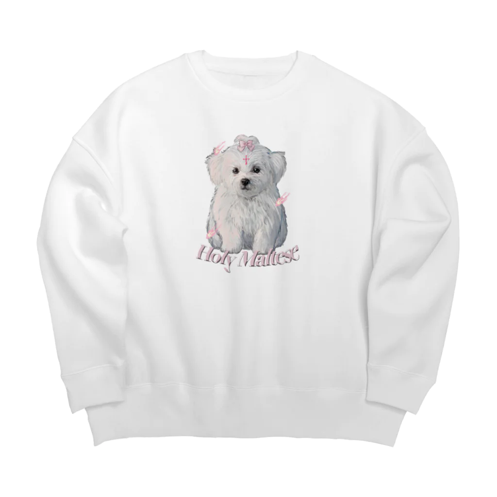 犬と両思いのHoly Maltese Big Crew Neck Sweatshirt