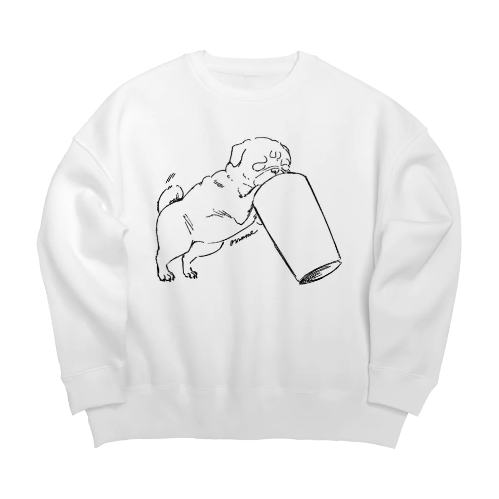 OmamePugのゴミ箱あさりパグ Big Crew Neck Sweatshirt