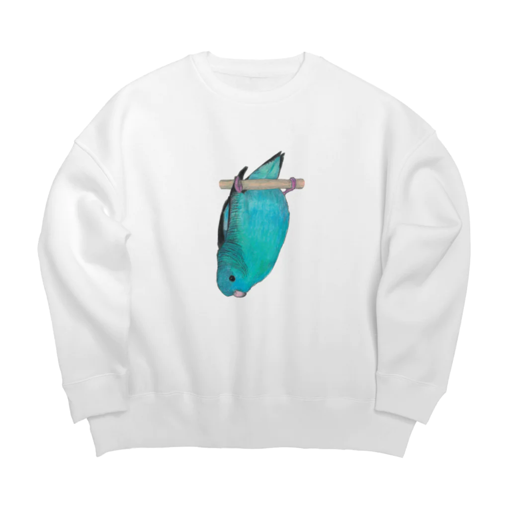 森図鑑の[森図鑑] サザナミインコ水色 Big Crew Neck Sweatshirt