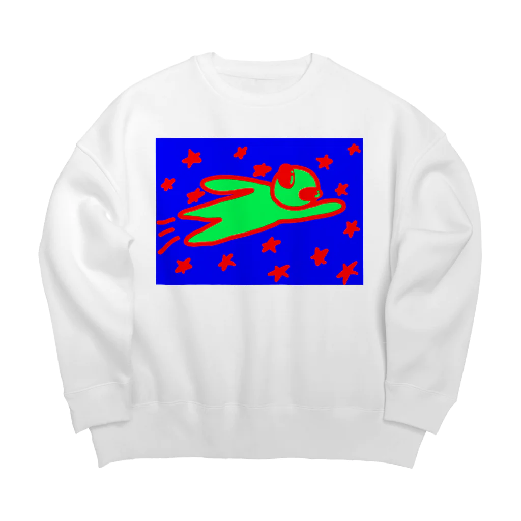 ヒル飼いのこでぶの宇宙人、空を飛ぶ Big Crew Neck Sweatshirt