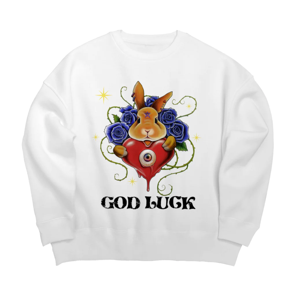 GOD LUCK💀to youのうさたん💚 Big Crew Neck Sweatshirt