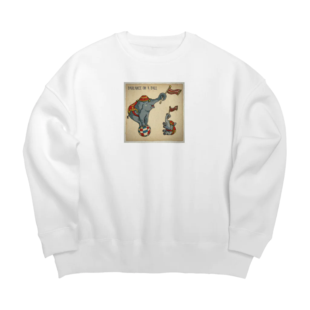 まつもトイズの玉乗りゾウさん Big Crew Neck Sweatshirt