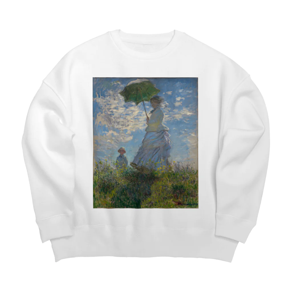 世界美術商店の散歩、日傘をさす女性 / Woman with a Parasol - Madame Monet and Her Son Big Crew Neck Sweatshirt