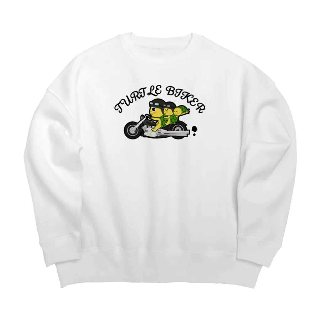 chicodeza by suzuriの亀亀バイカー Big Crew Neck Sweatshirt