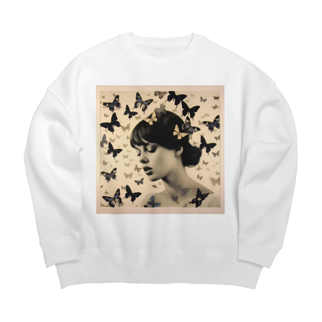 リトルショップオブdaisyの蝶 Big Crew Neck Sweatshirt