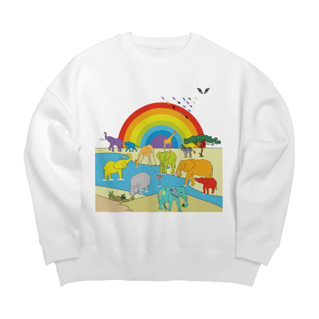 KANAT  LAMHITAのサファリの象たち Big Crew Neck Sweatshirt