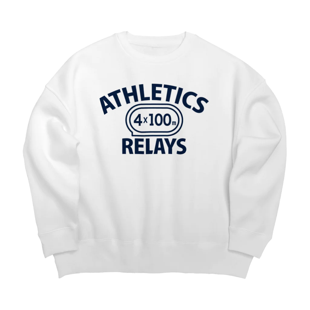 sports_tower スポーツタワーの4×100mリレー・リレー競走・400メートルリレー走・グッズ・オリジナル・デザイン・Tシャツ・陸上部・男子・女子・美男子・美女・かっこいい・かわいい・選手・400mR・4継・四継・よんけい・入賞・応援 Big Crew Neck Sweatshirt