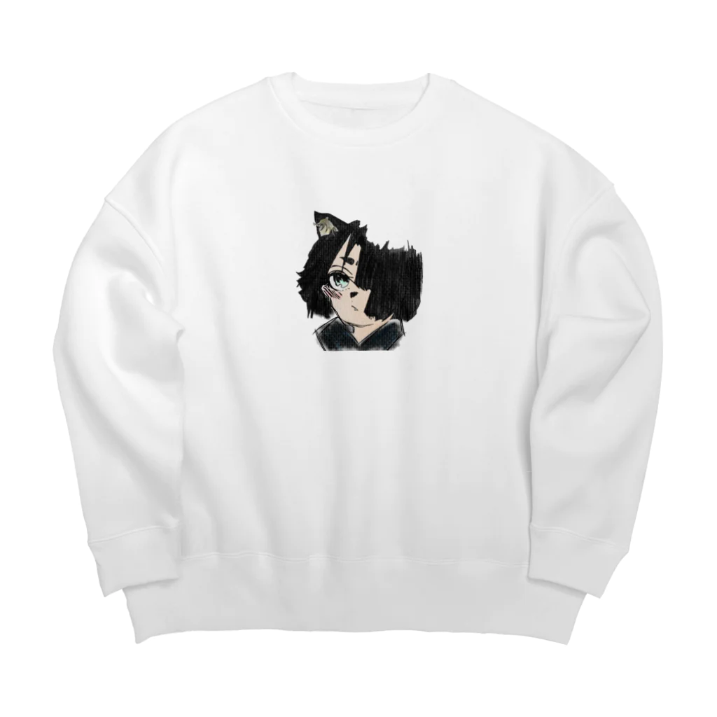 みつまめこshopの猫耳少女 Big Crew Neck Sweatshirt