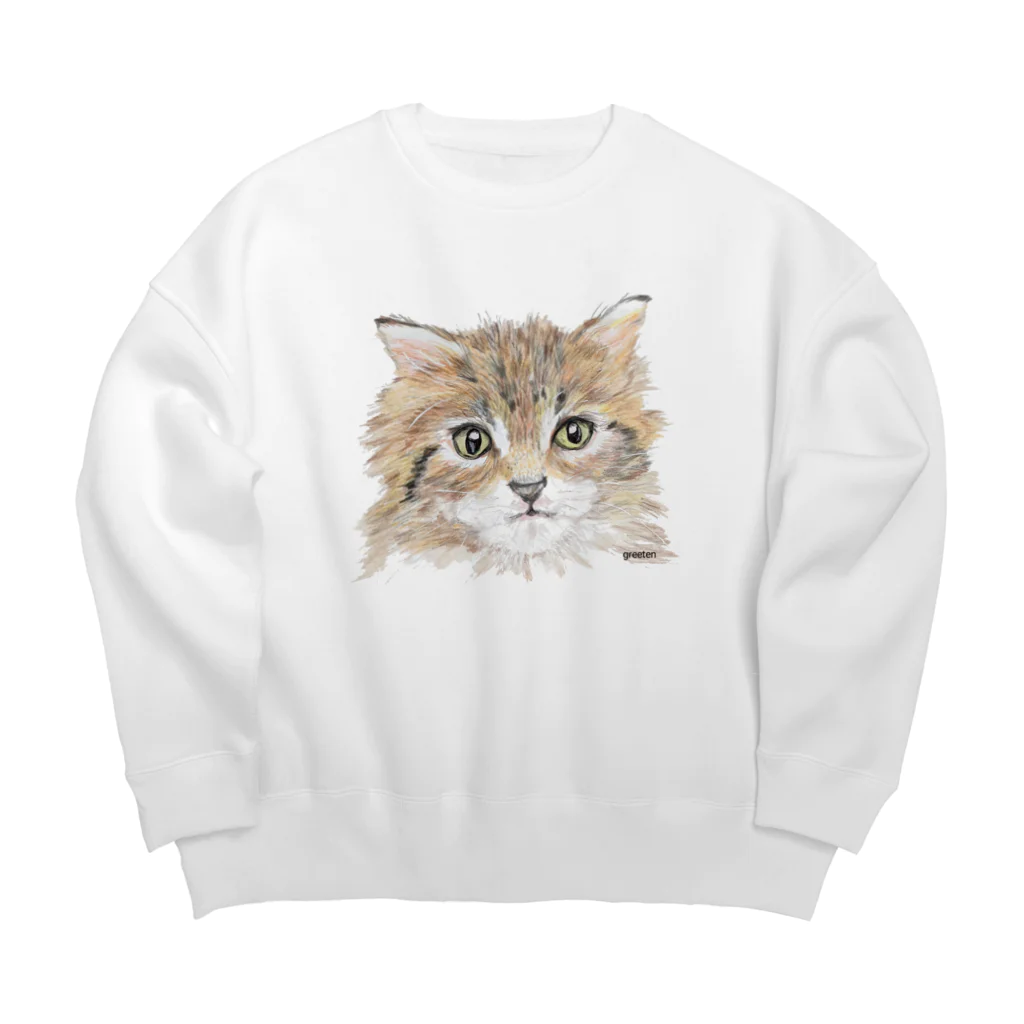 greetenのアート猫　茶トラ Big Crew Neck Sweatshirt