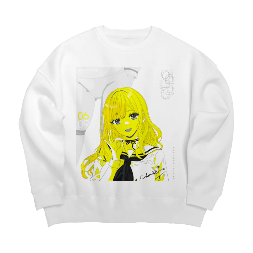 loveclonesのSKY-CLOUD-SEA 06/09 線画 ガールズイラスト Big Crew Neck Sweatshirt