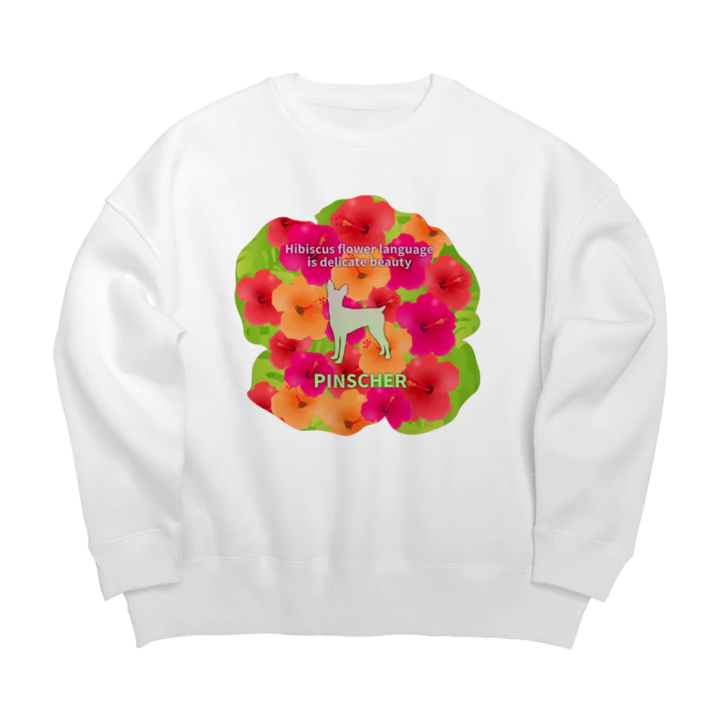 onehappinessのピンシャー　hibiscus　花言葉　onehappiness Big Crew Neck Sweatshirt