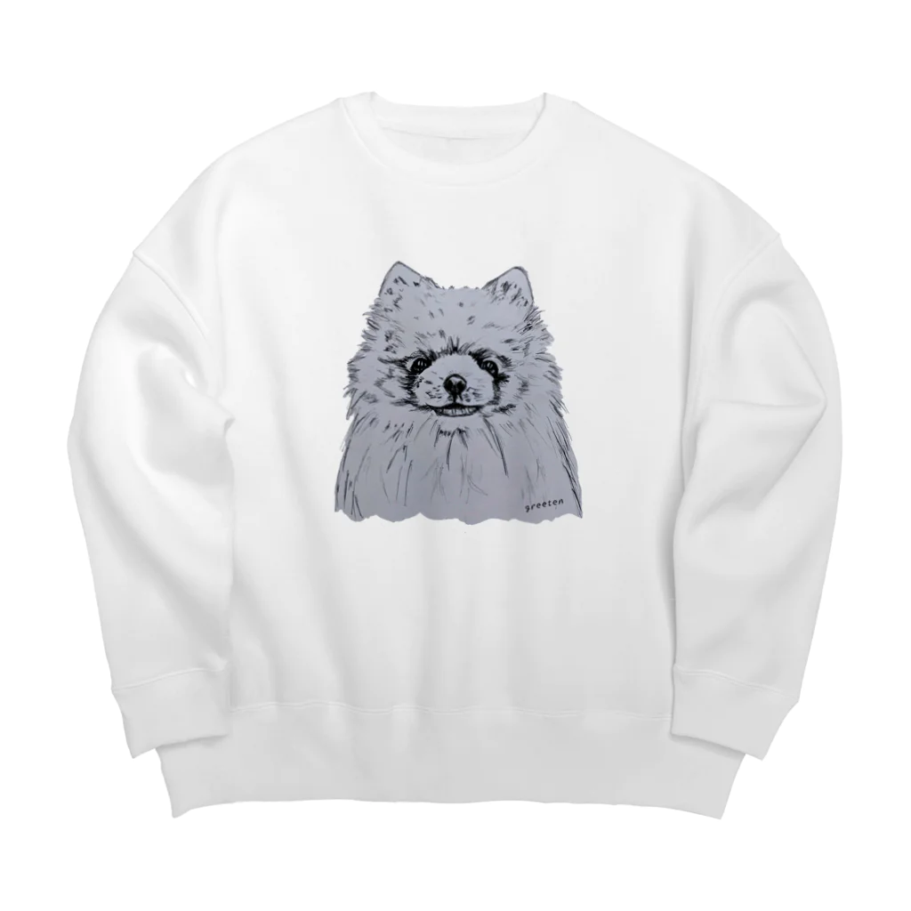 greetenのポメラニアン　アート犬 Big Crew Neck Sweatshirt