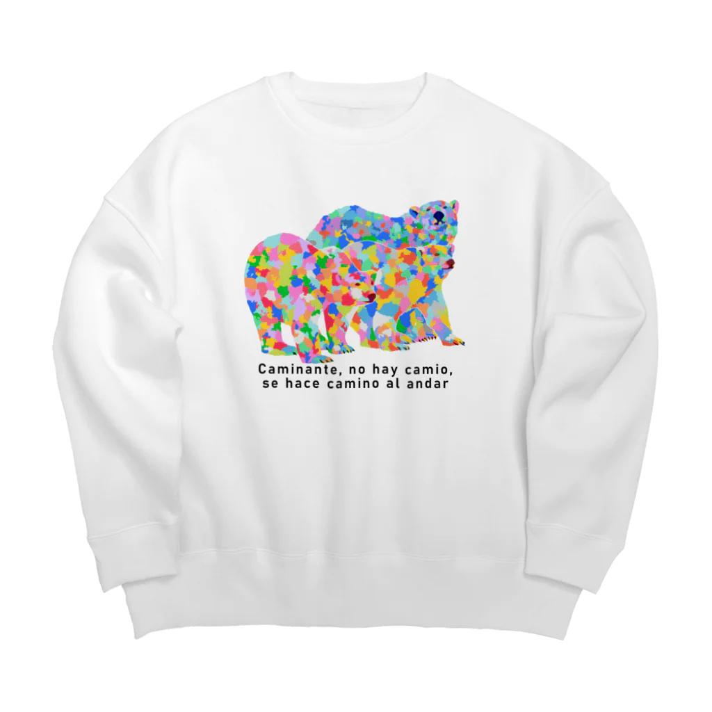 meiroのカラフルなシロクマ_黒文字 Big Crew Neck Sweatshirt