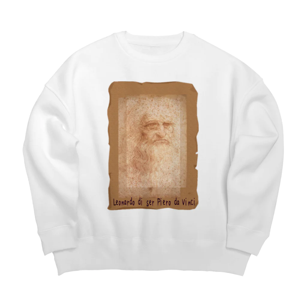 アニマル四字熟語のレオナルド・ダ・ヴィンチ　絵画アートシリーズ　自画像 Big Crew Neck Sweatshirt