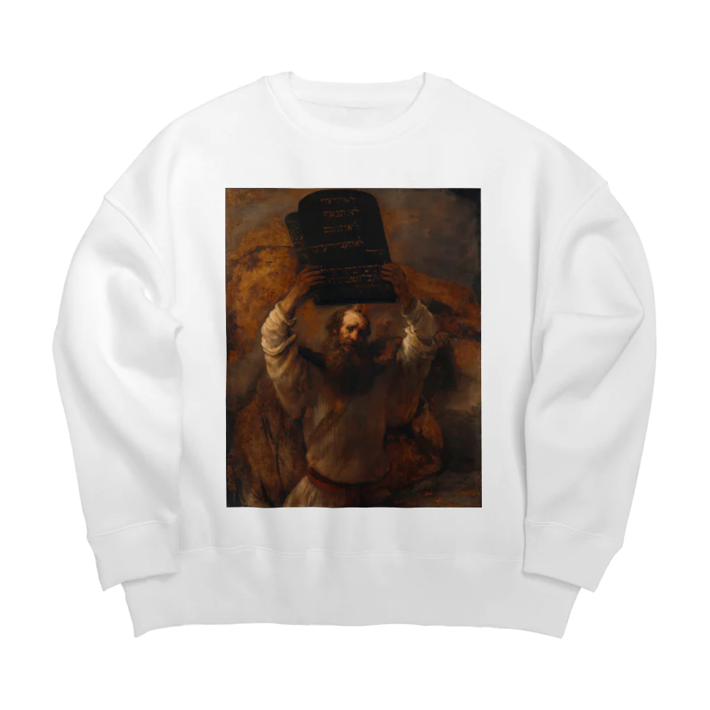 世界美術商店の十戒の石板を破壊するモーセ / Moses Breaking the Tablets of the Law Big Crew Neck Sweatshirt