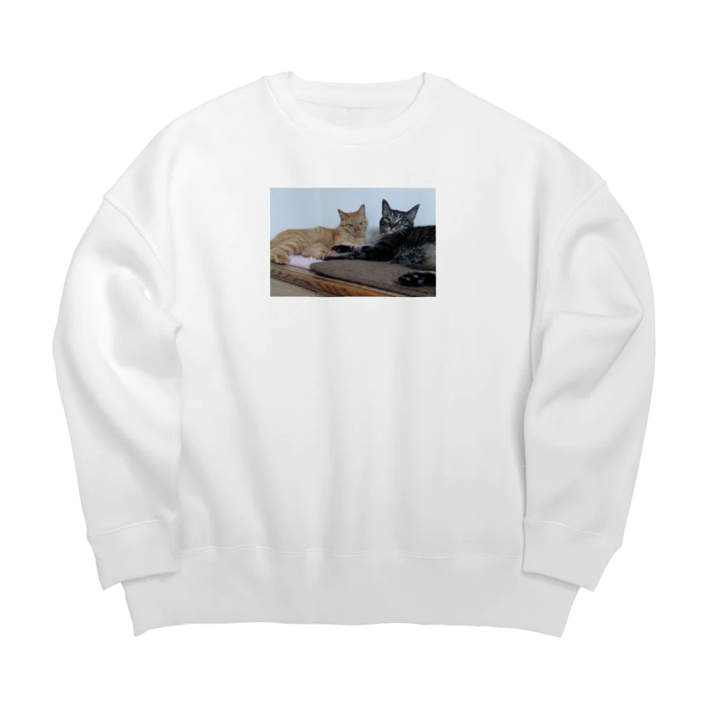 しろねこまるの茶トラのちゃちゃとキジのつぶちゃん Big Crew Neck Sweatshirt