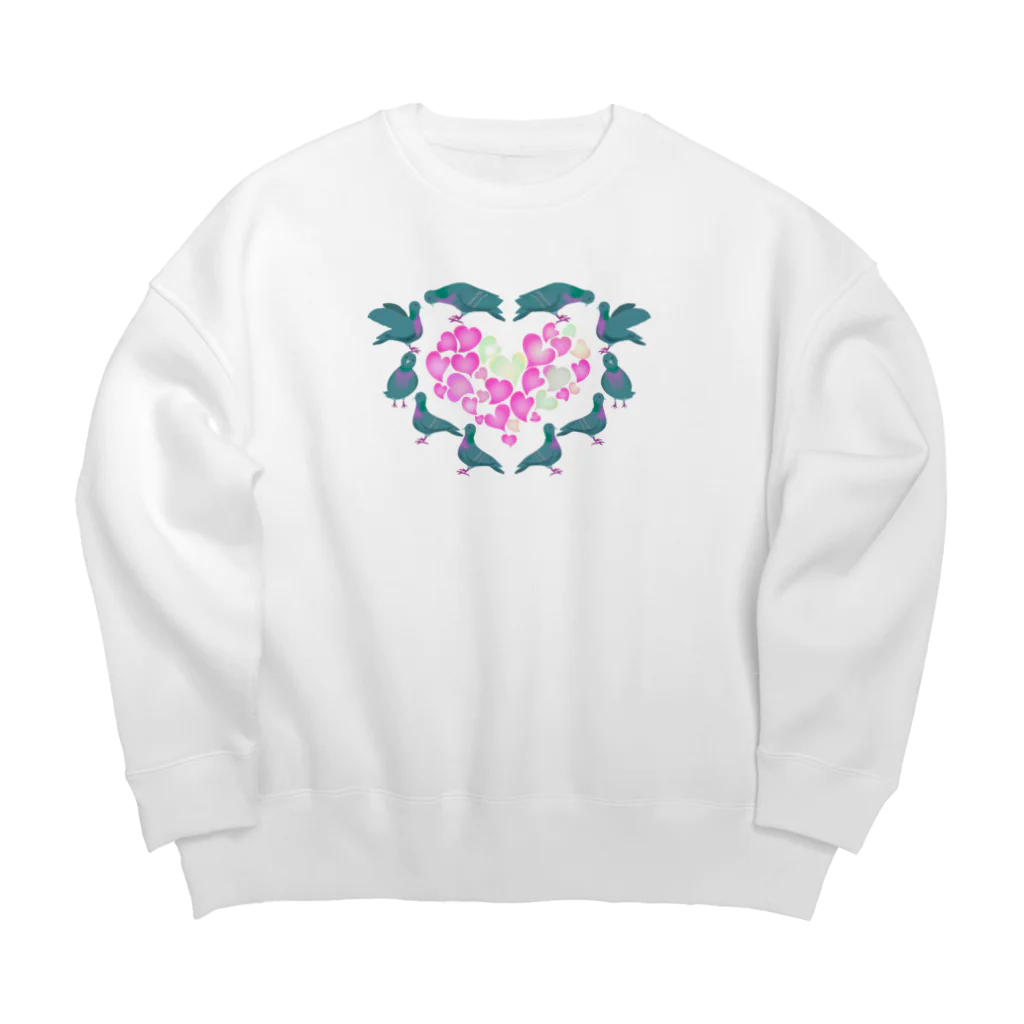 chicodeza by suzuriの鳩ハート Big Crew Neck Sweatshirt