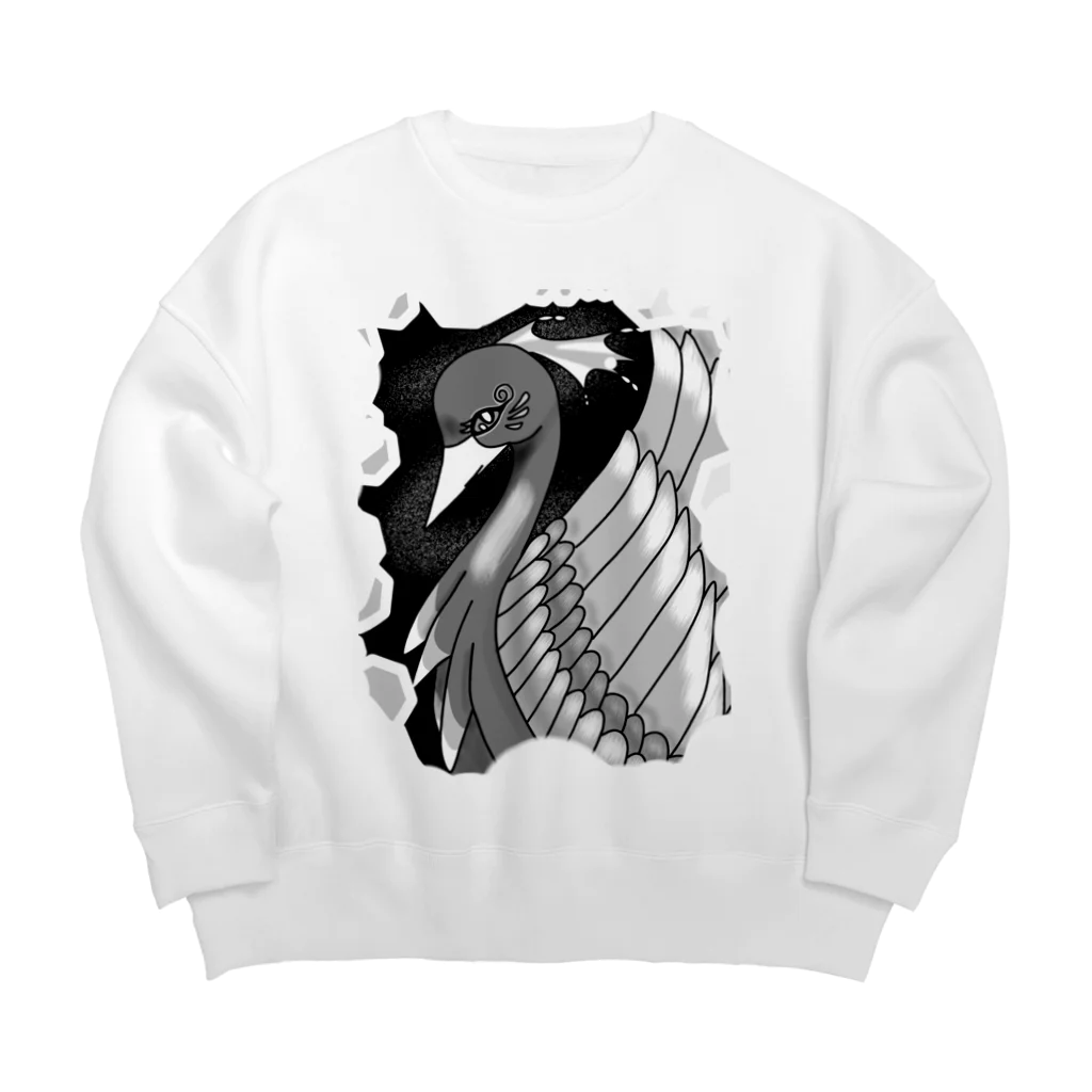 greetenの不死鳥アート　モノクロ Big Crew Neck Sweatshirt