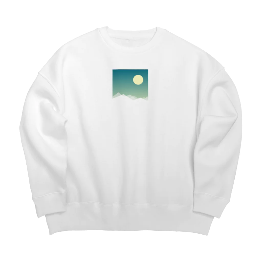 エアレーションの独り言の雪山と満月 Big Crew Neck Sweatshirt