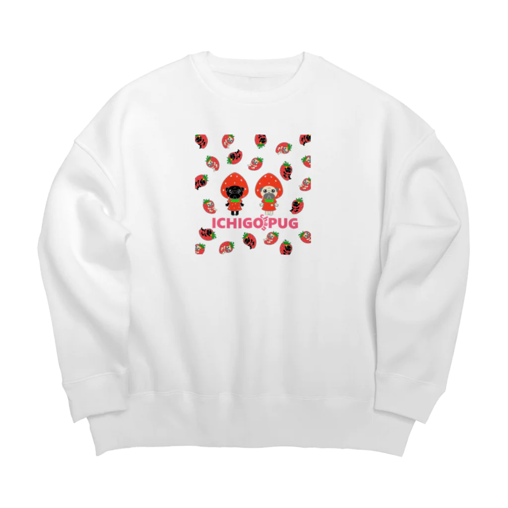 ateliersunrise_kenkenのいちごちゃんパグ Big Crew Neck Sweatshirt