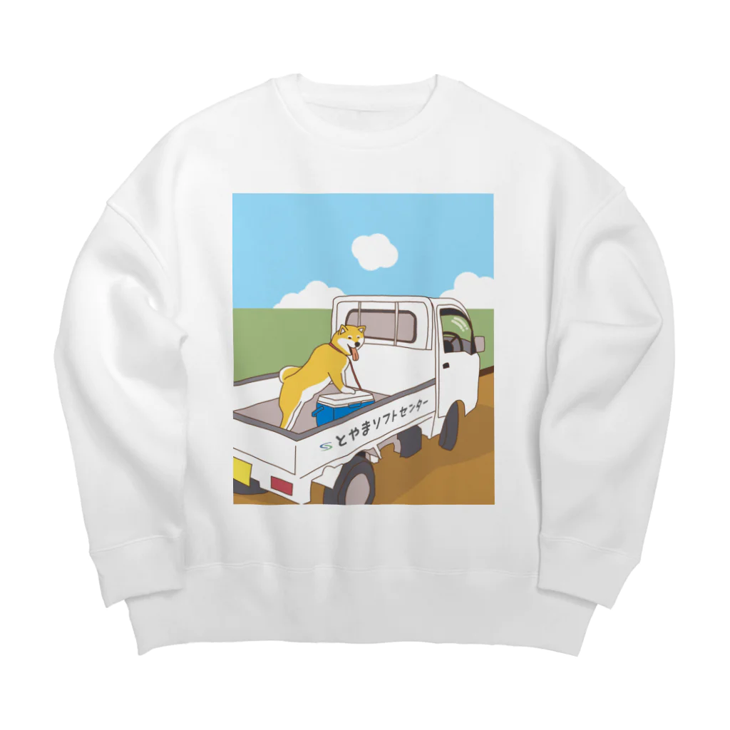 とやまソフトセンターの柴と軽トラ by O-chan Big Crew Neck Sweatshirt
