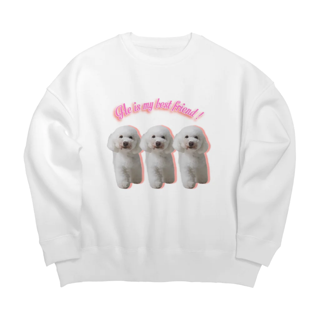 dogLoveTシャツのピンクホワイト Big Crew Neck Sweatshirt