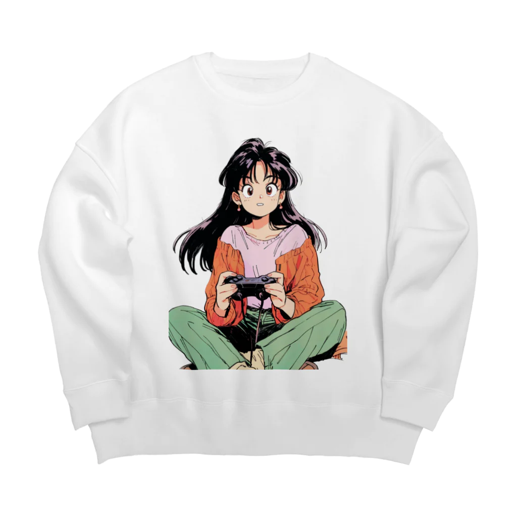 80's-90'sRetroAnimeStoreのレトロゲームガール Big Crew Neck Sweatshirt