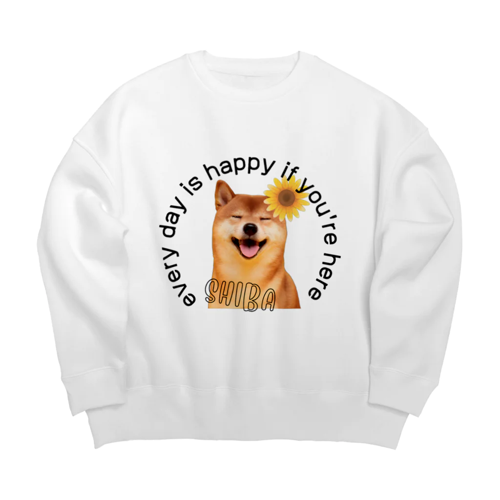 mojimojiの柴犬とひまわり Big Crew Neck Sweatshirt