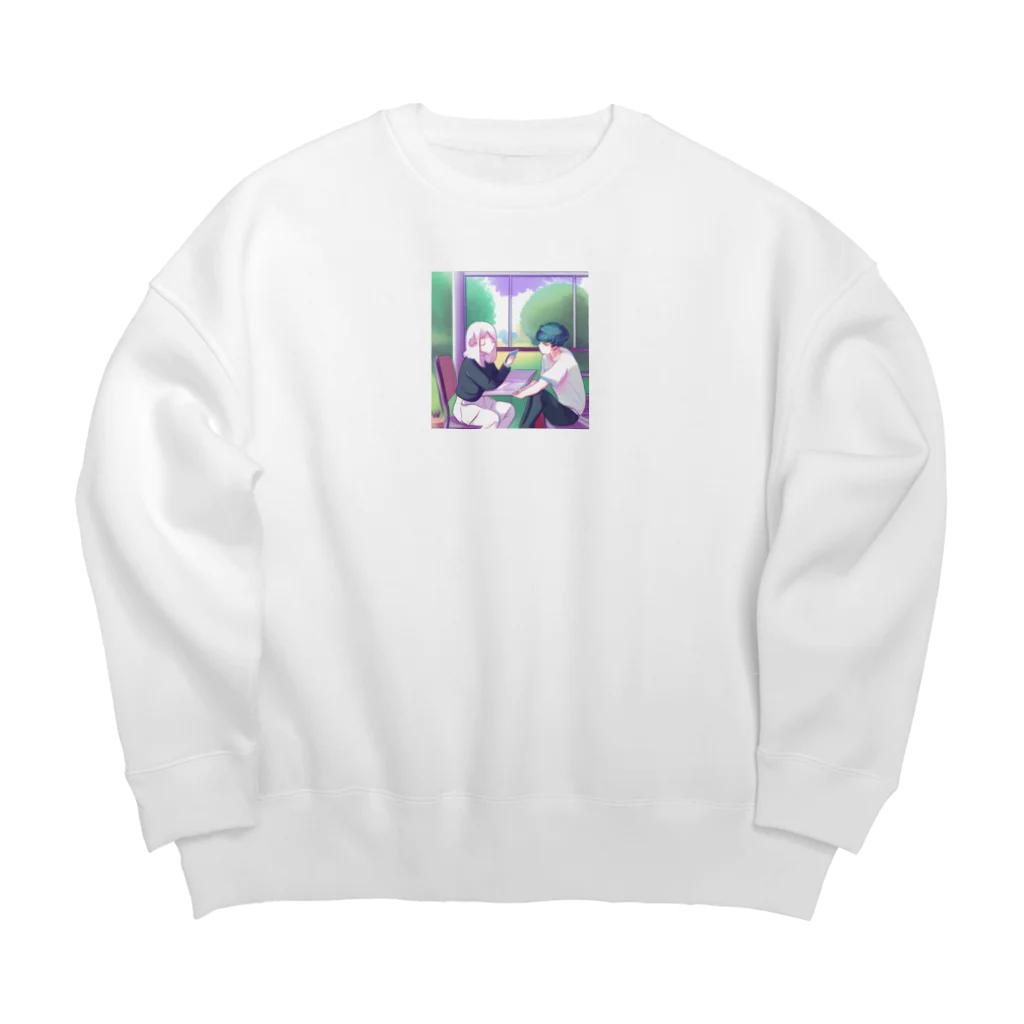 みやこのオリジナルショップのエモい大学生のカップル Big Crew Neck Sweatshirt