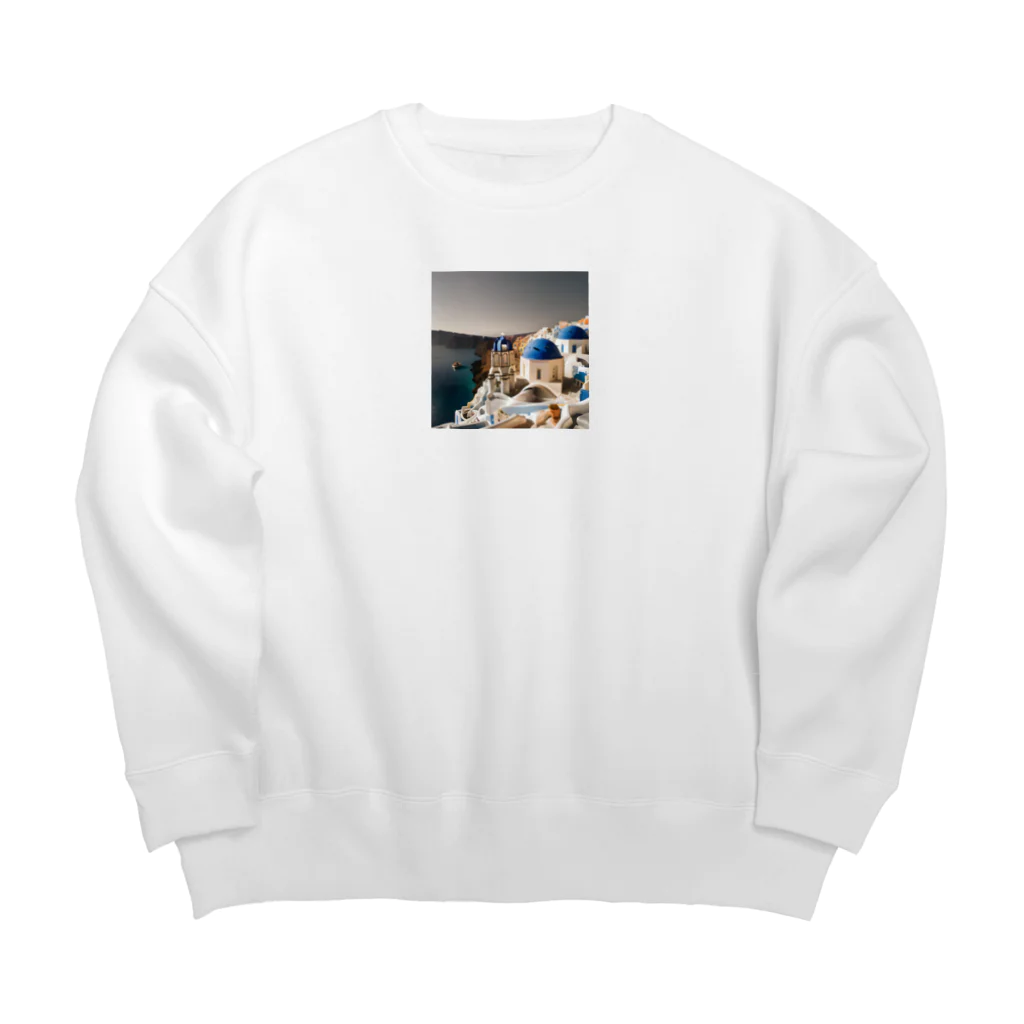 manopinoのおしゃれな街！サントリーニ島 Big Crew Neck Sweatshirt