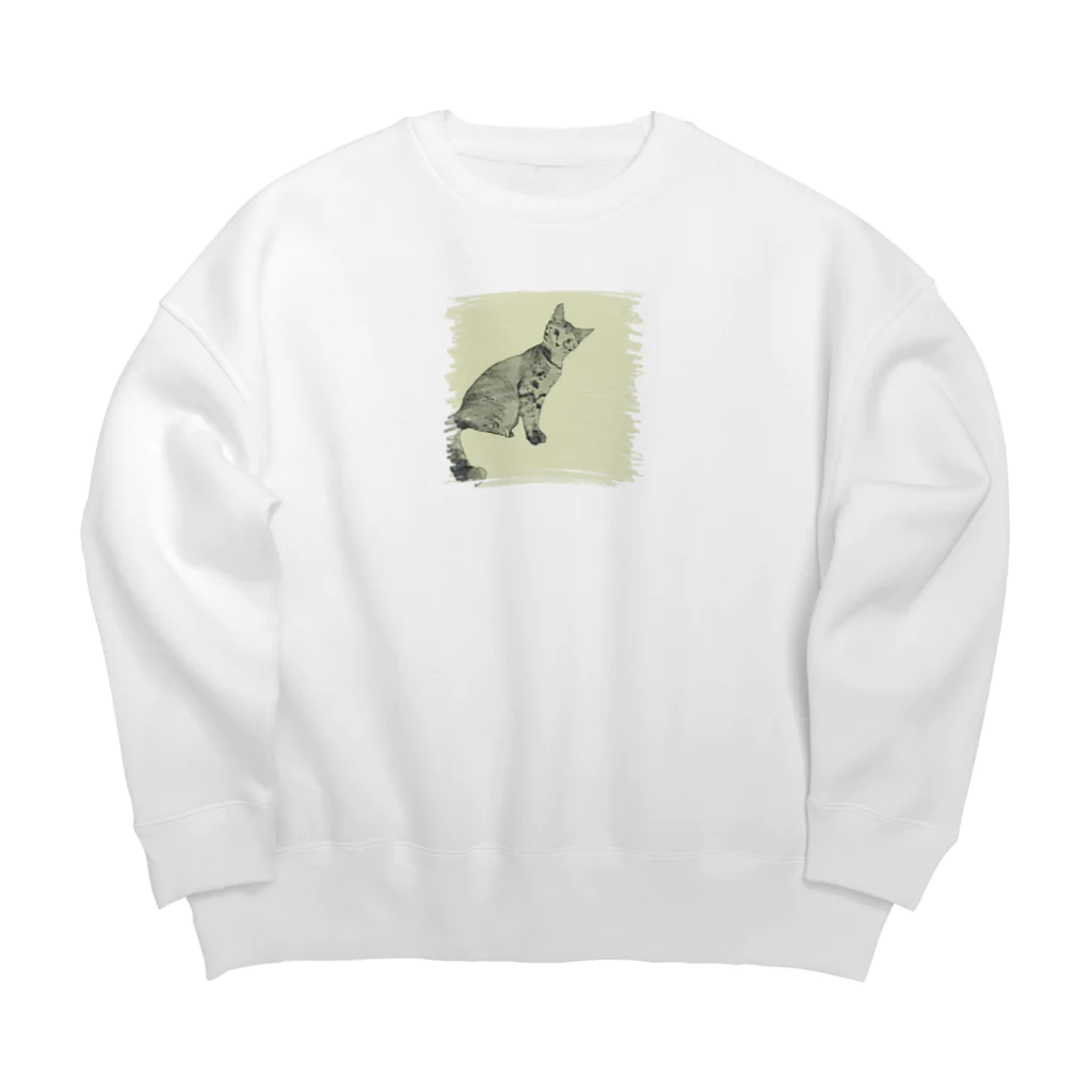 コハクのカーテンレールから見下ろすコハク Big Crew Neck Sweatshirt