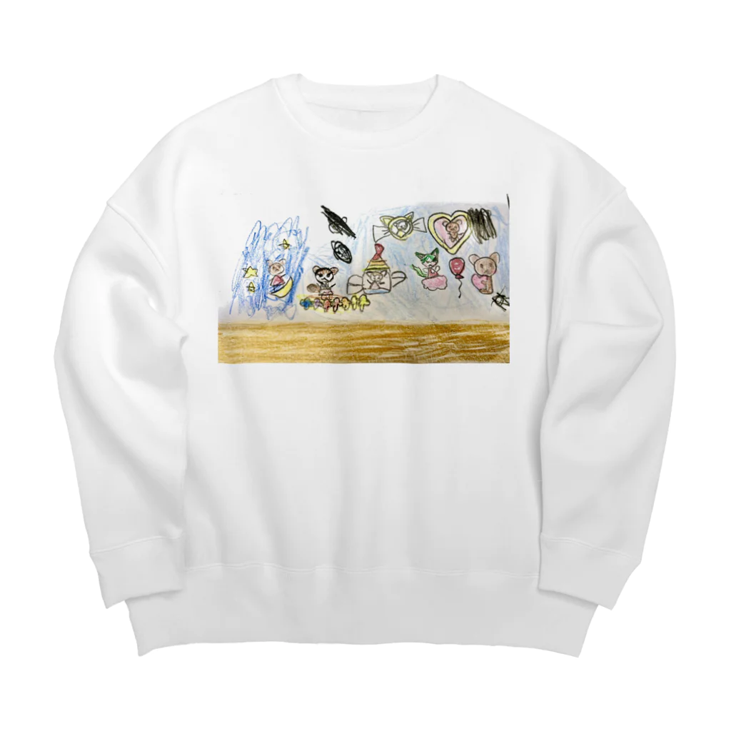 赤ソファのむすめのLINEスタンプ風イラスト Big Crew Neck Sweatshirt