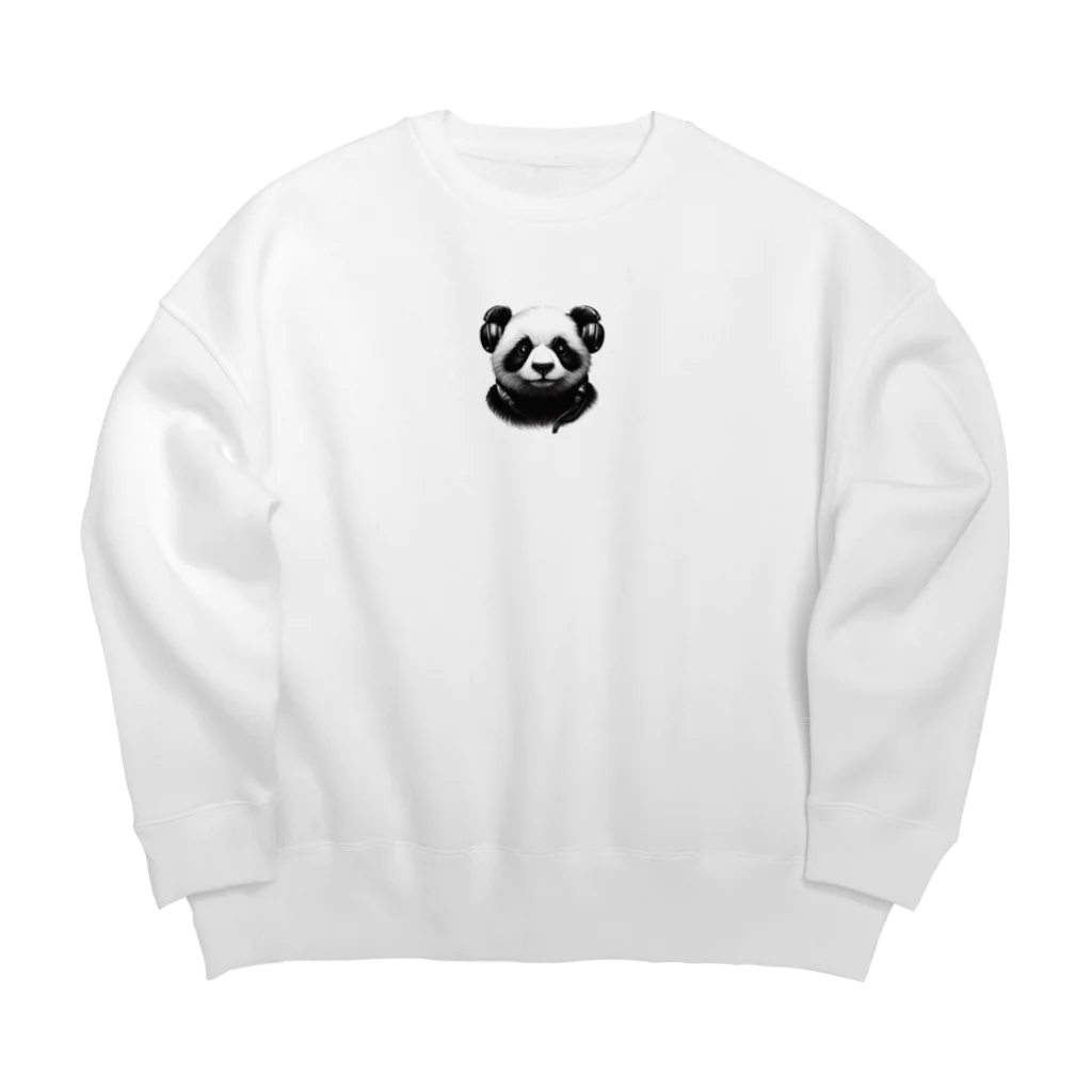 Shiba_IncのHeadphones & Pandas（ヘッドホン & パンダ） Big Crew Neck Sweatshirt